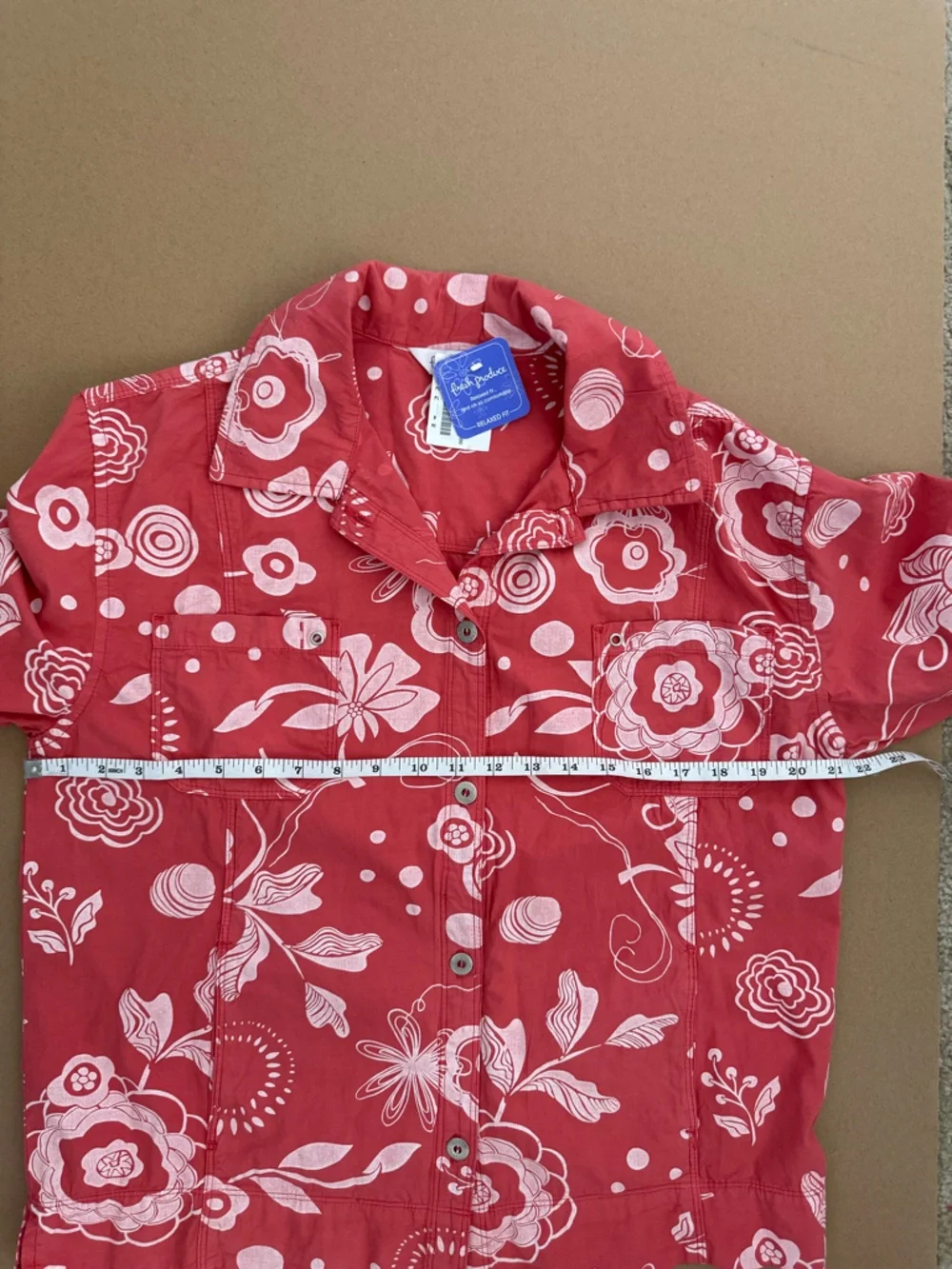fresh produce Red Floral Button-Up pacific broad cloth jacket NWT size large - Picture 5 of 8